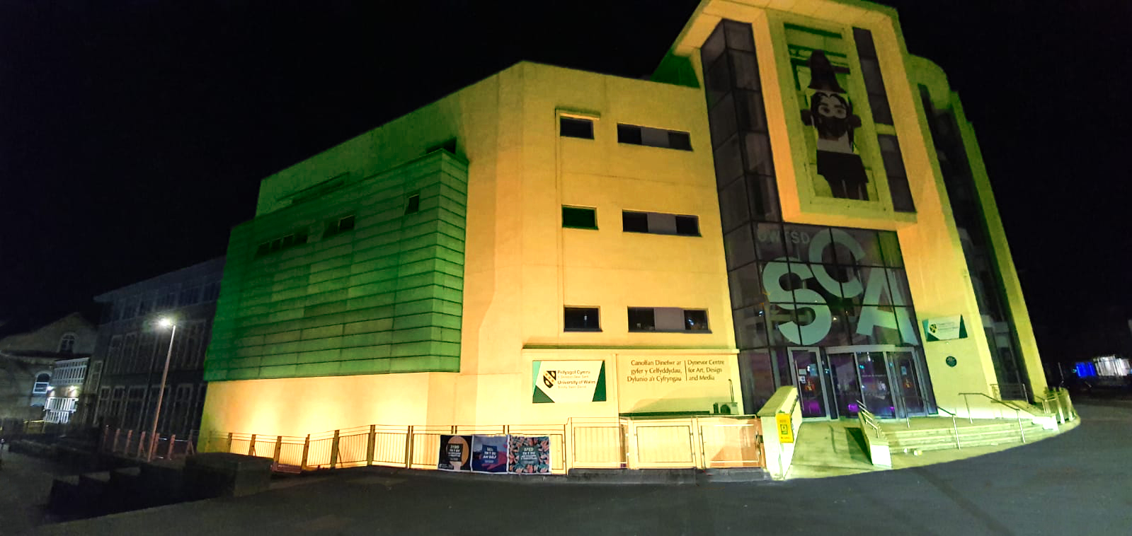 University of Wales Trinity St David lit up for st john's day